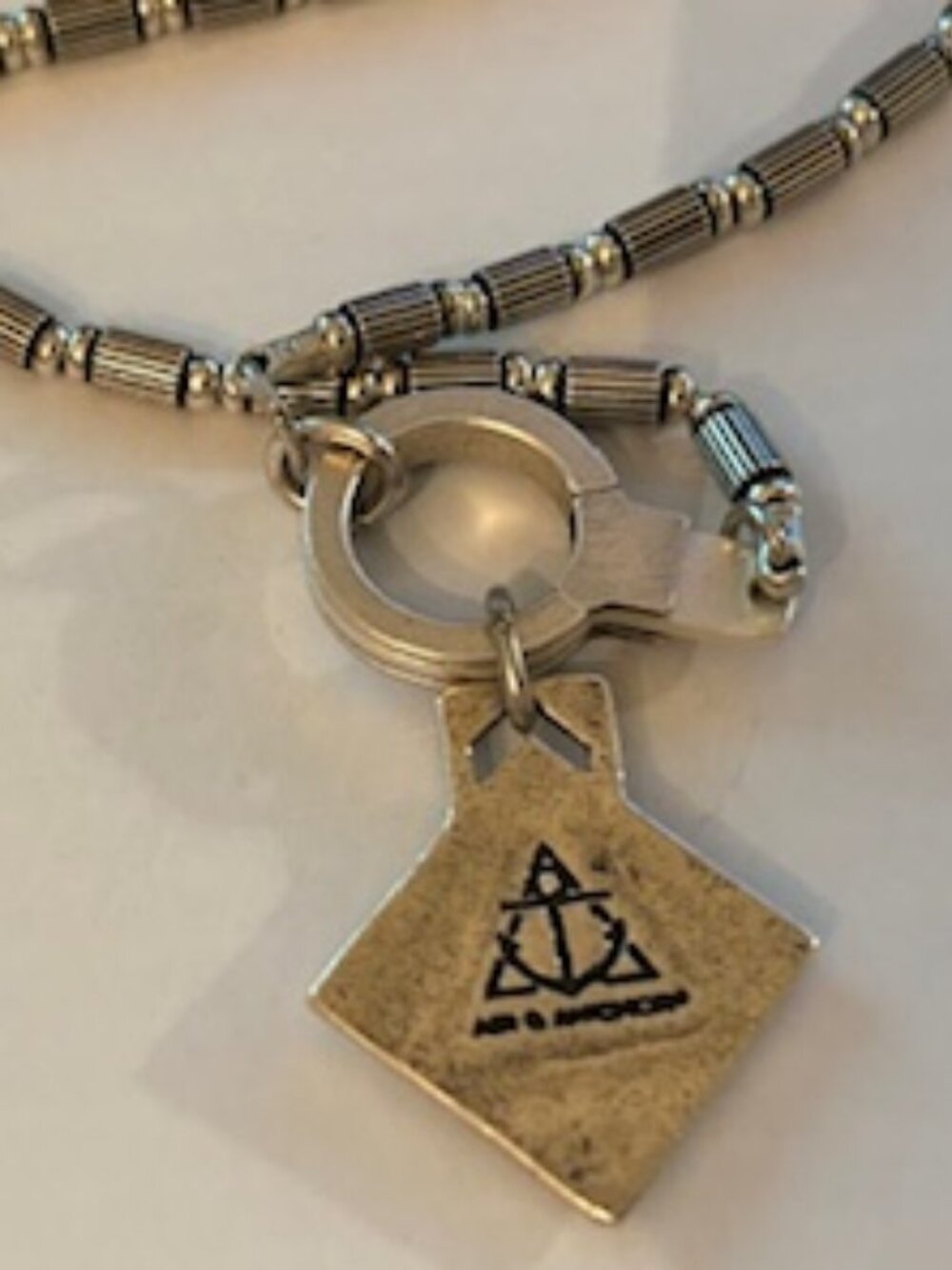 Air & Anchor Lotus Flower Necklace Blue Crystal Pendant Silver Tone Minimalist - Picture 5 of 9